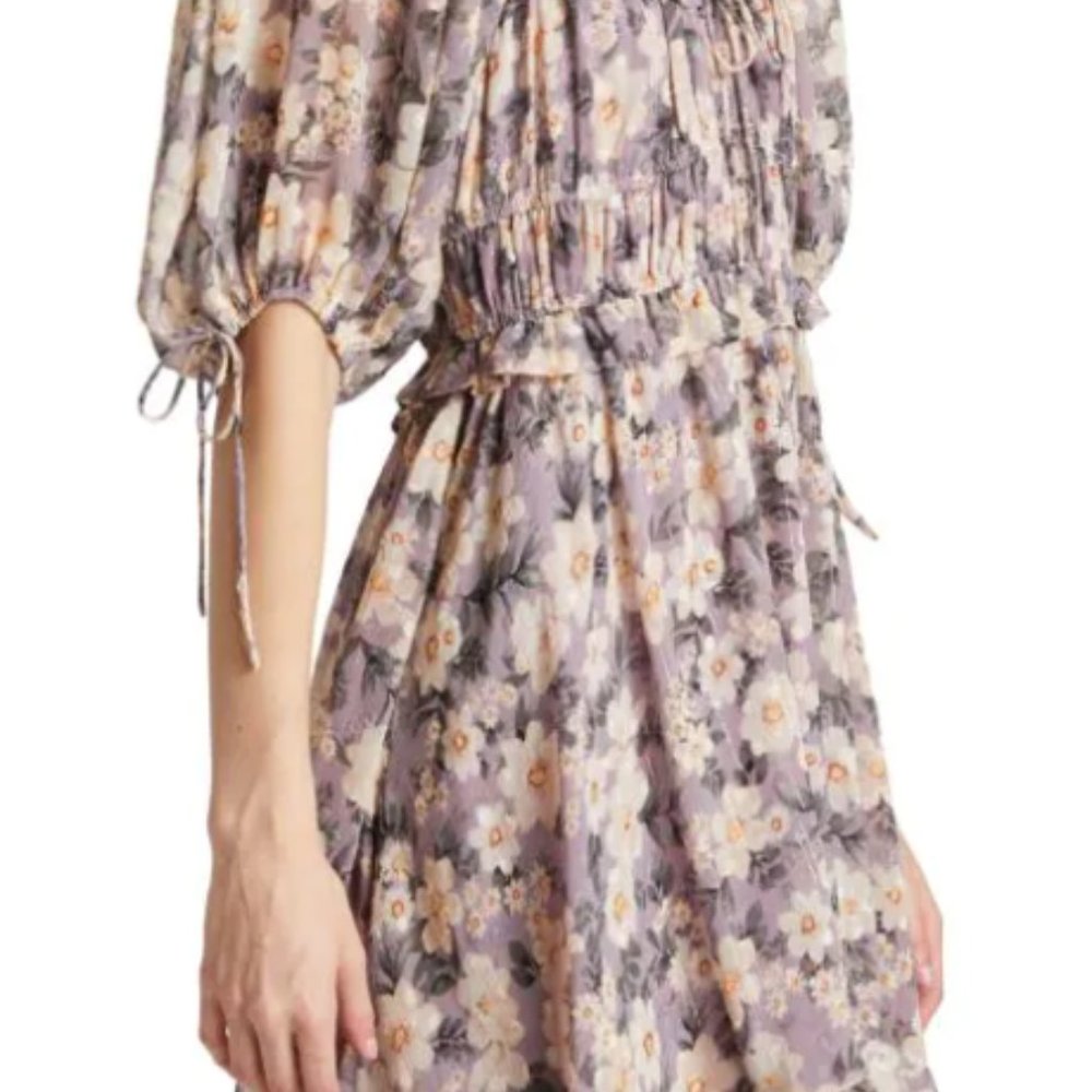 EN SAISON Floral Peasant-Sleeve Minidress